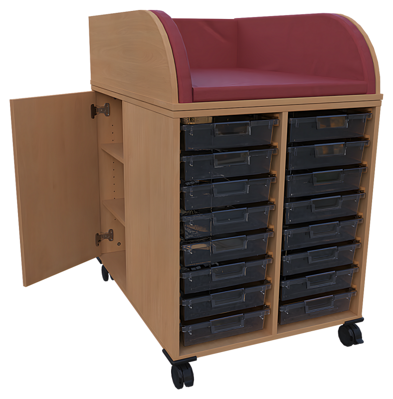 Wickelwagen, fahrbarer Wickeltisch, Wickelkommode mit Rädern, Tiefe 90 cm